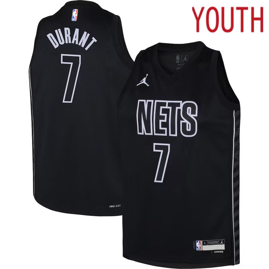 Youth Brooklyn Nets #7 Kevin Durant Jordan Brand Black 2022-23 Swingman NBA Jersey